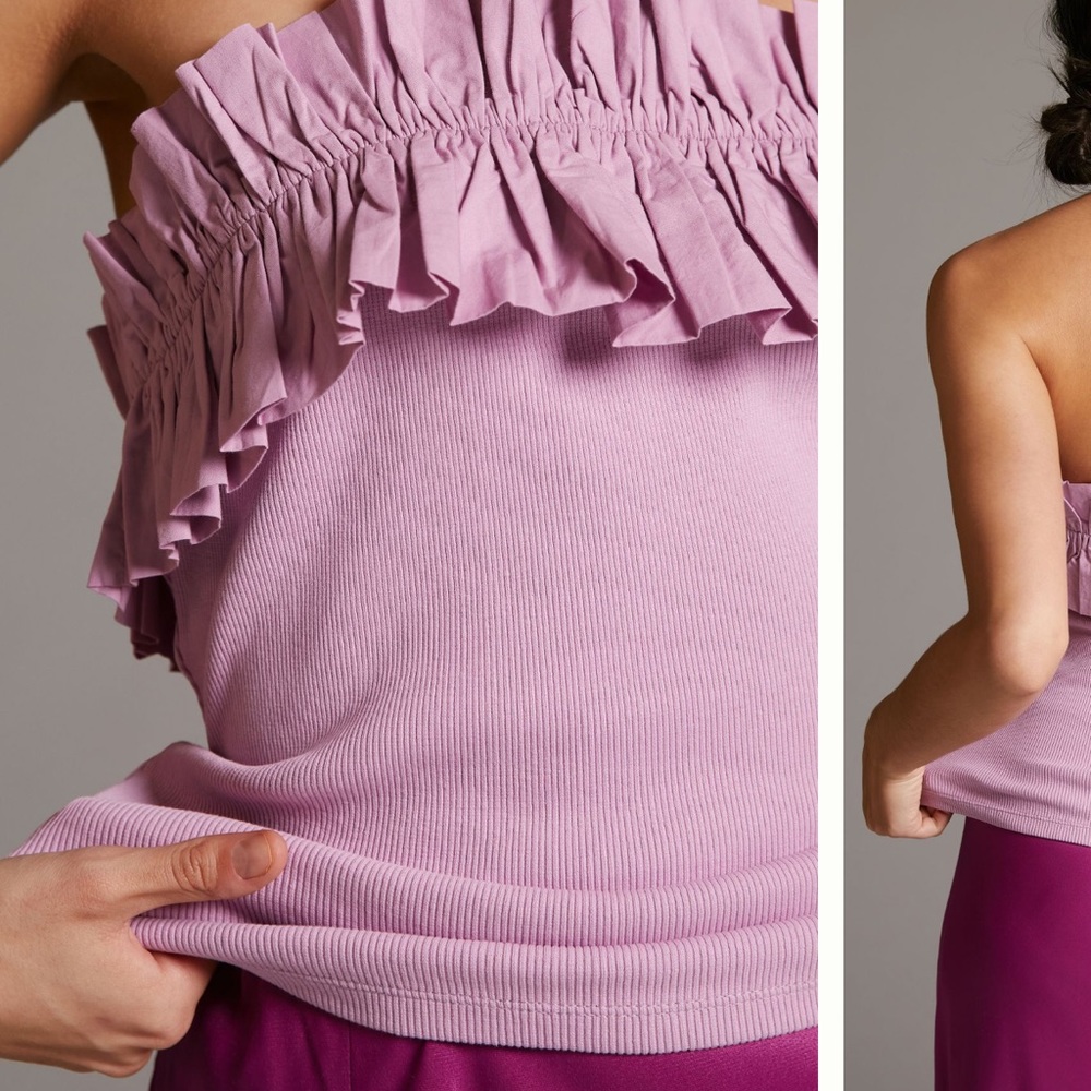 Anthropologie Lavender Ruffled Strapless Top XXL. NWT
